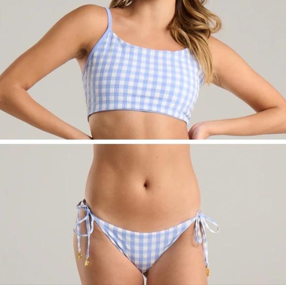 2/$25-Quintsoul Gingham Bikini Size Small NWOT Reversible Cami Top & Low Rise - Picture 1 of 13